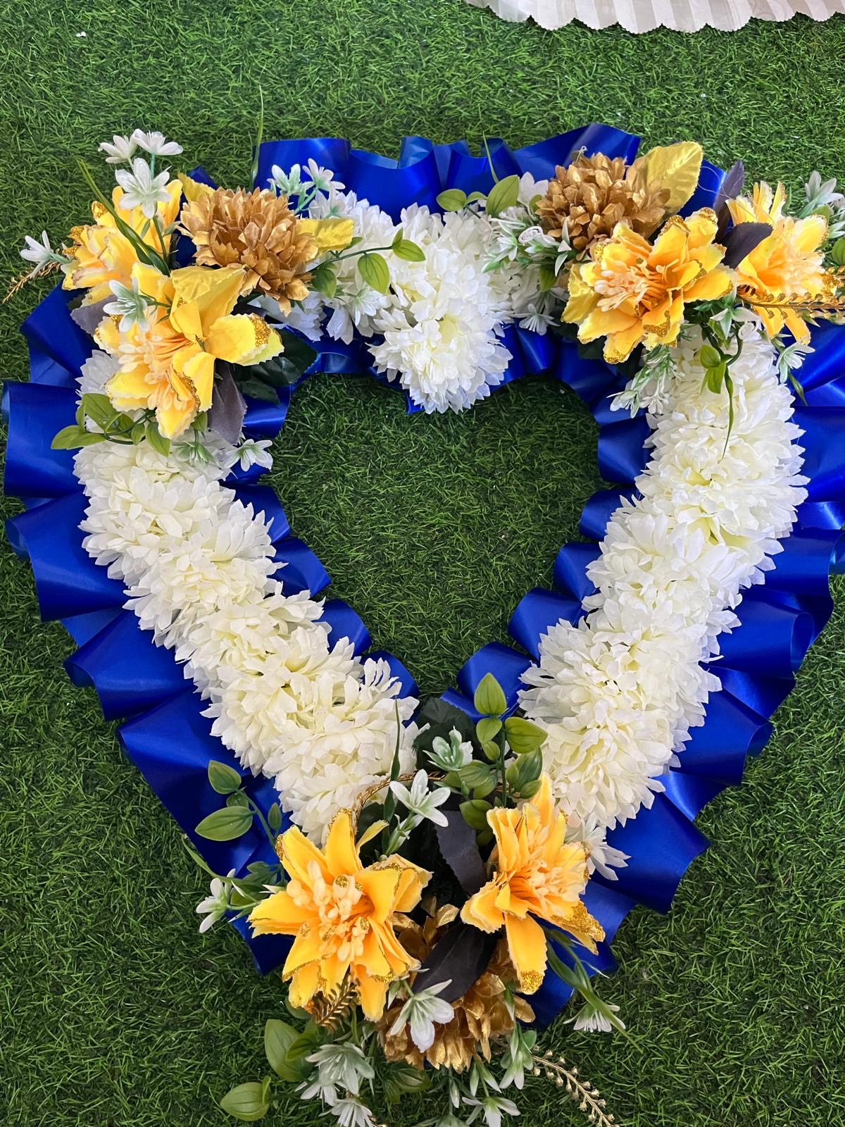 Open Heart in White & Blue