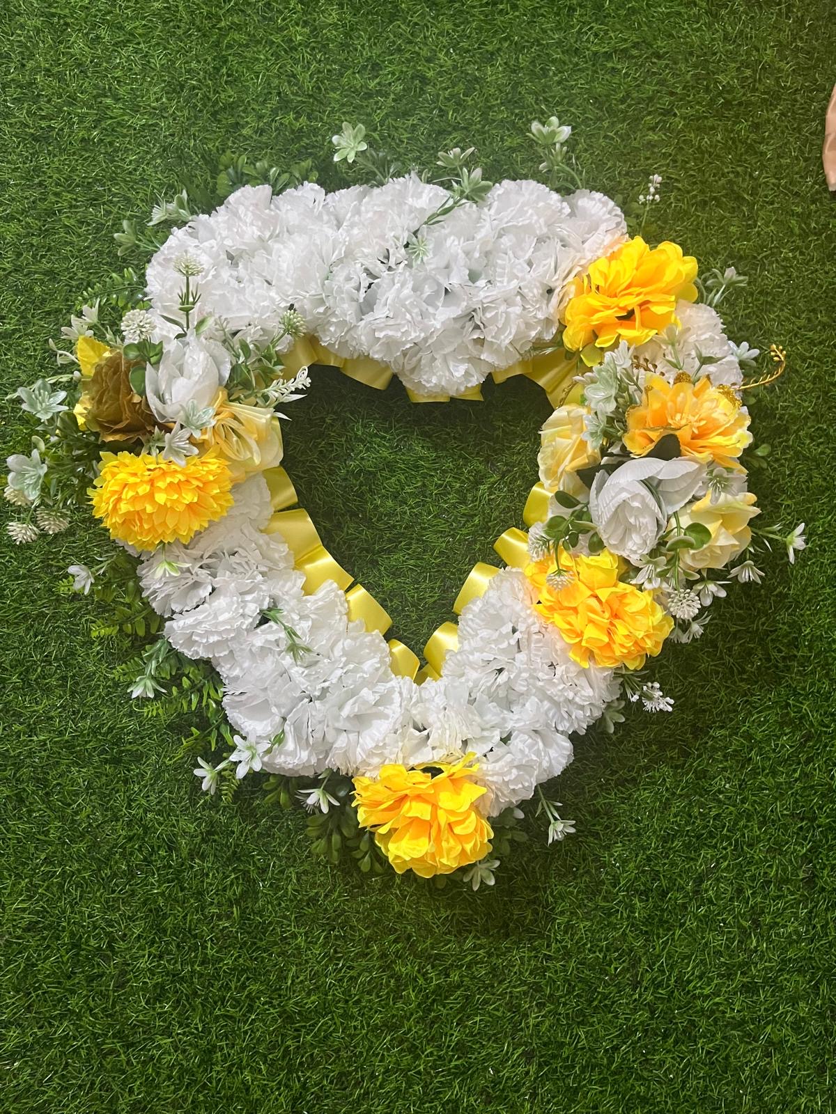Open Heart in White & Yellow