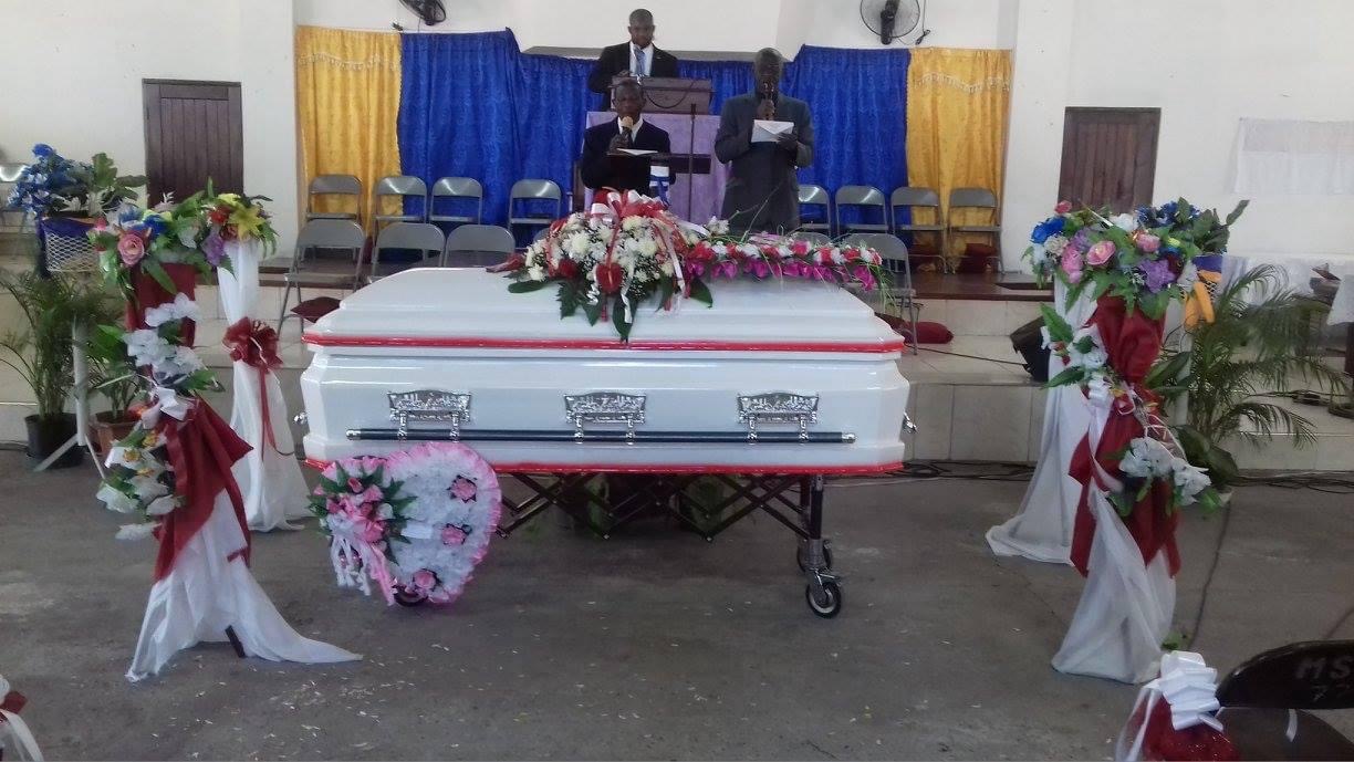 White Casket with Red Florals