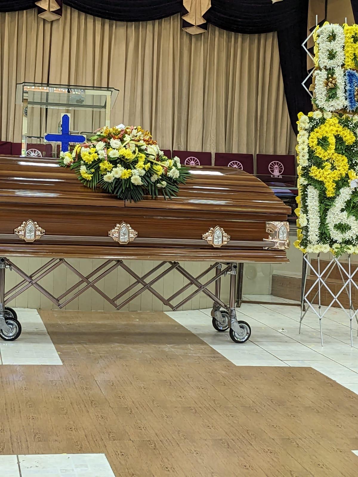 Wood Casket with Gold Handles