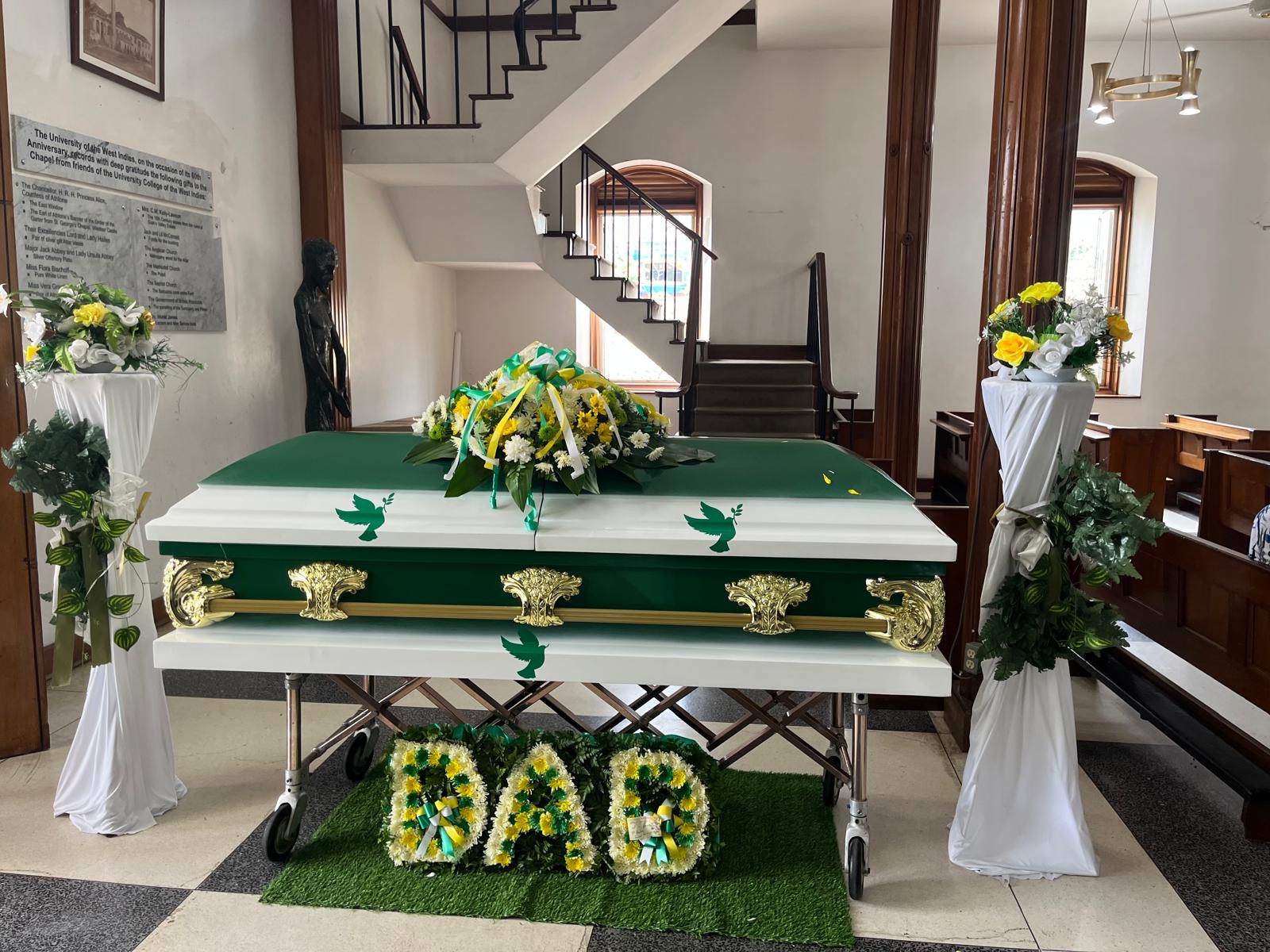 Green and White Casket