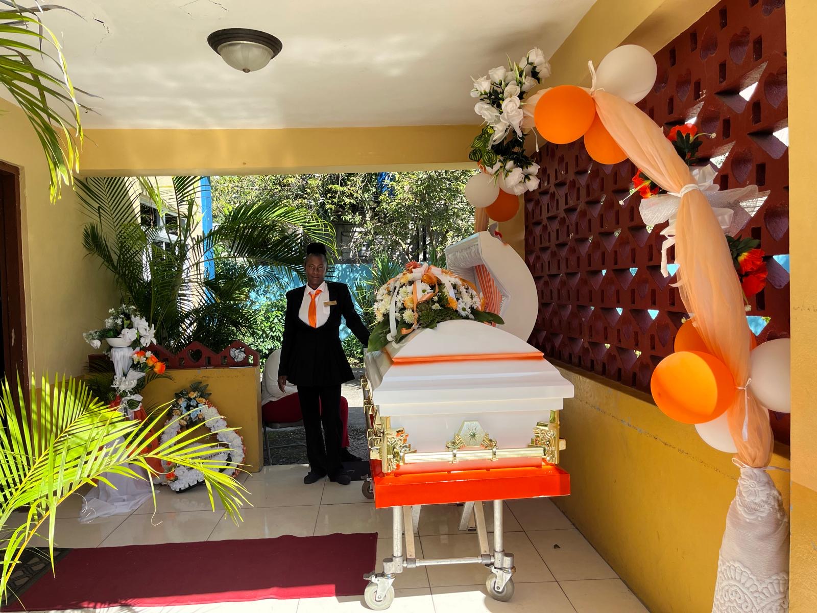 White and Orange Casket