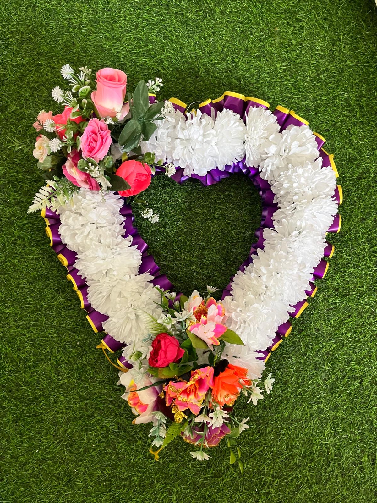 Open Heart in White, Purple & Pink